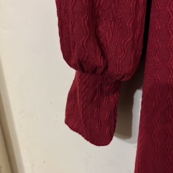 V Neck Long Sleeve Sweater Dress Latern Sleeve Knit Flowy Short Mini Skater S - Picture 3 of 5